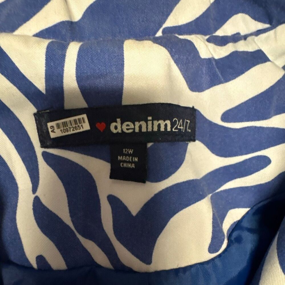 Denim 24/7 blazer blue and white Size 12W - Picture 3 of 9